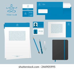 Vector illustration of Yoga studio branding set