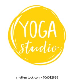 Vector illustration for an yoga studio, yellow background