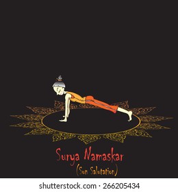 Vector illustration yoga sun salutation or surya namaskar step 5 (Dandasana)
