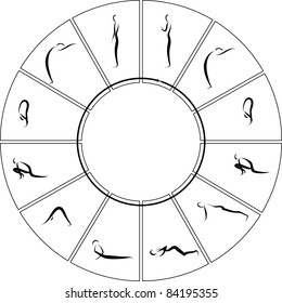 Vector Illustration of Yoga Surya Namaskara