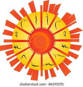 Vector Illustration of Yoga Surya Namaskara