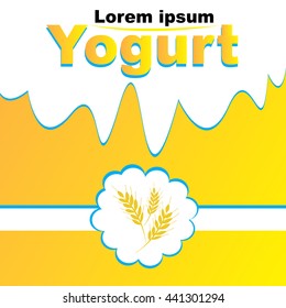 Vector illustration of yogurt with cereal taste label