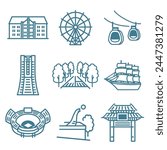 Vector illustration of Yokohama icon set.