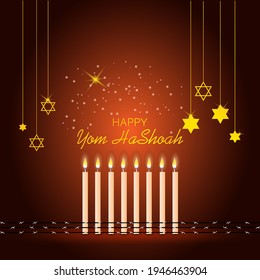 Vektorgrafik Yom Hashoah, wir werden nie vergessen, der jüdische Holocaust-Gedenktag und der Gedenktag für den Heldentum