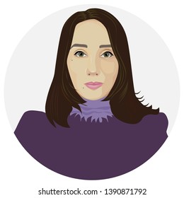 Vector illustration. Yong woman image. Self-portrait for avatar