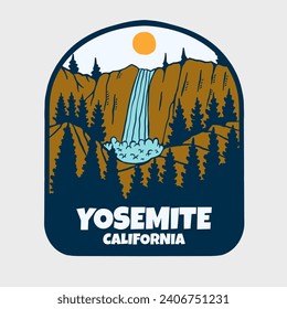 ILUSTRACIÓN DE VECTORES DEL DISEÑO DE LA PLACA DEL PARQUE NACIONAL DE CALIFORNIA YOSEMITA