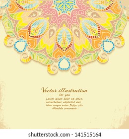  Vector illustration for you design. Mandala. Indian lace ornament.