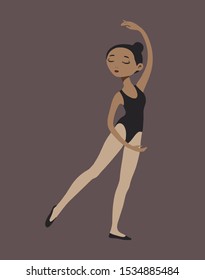 vector illustration of a young athletic ballerina girl