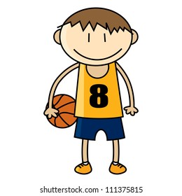 Vector illustration of young basketball player.
