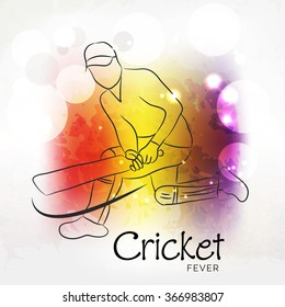 Vector illustration of a Young batsman in playing splash color background.
