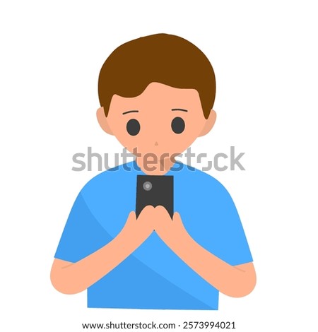 Similar – Image, Stock Photo Boy Engrossed in Smartphone at Home