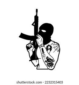 ilustración vectorial de un niño en una pistola de contención de mascarillas