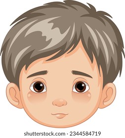 Vector illustration of a young boy with a neutral facial expression