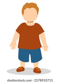 Vector illustration of a young boy standing confidently in casual summer attire against a minimal background