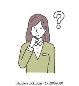 Vector Illustration of young business woman having a question