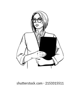 Vector illustration of a young business woman. 