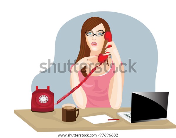 Vector Illustration Young Business Woman Receptionist Stock Vector ...