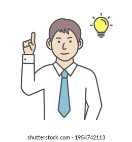 Vector illustration of a young businessman having good idea ( inspiration, innovation )