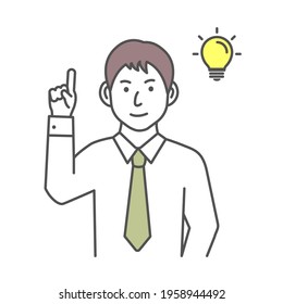Vector illustration of a young businessman having good idea ( inspiration, innovation )