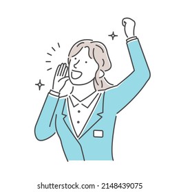 Vector illustration of a young businesswoman who shouts 