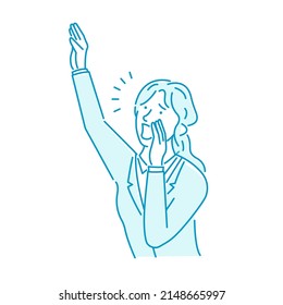 Vector illustration of a young businesswoman who shouts 