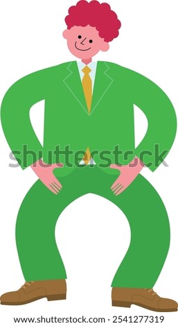 Vector illustration of a young comedian performing a gag