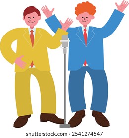 Vector illustration of a young comedy duo