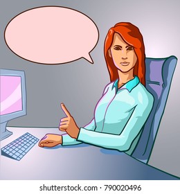 Vector illustration of a young, confident, strong woman