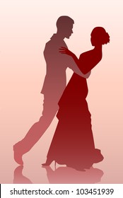 Vector illustration of a young couple dancing