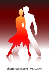 Vector illustration of a young couple dancing