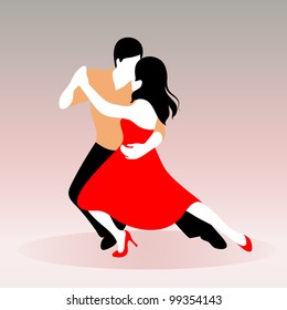 Vector illustration of a young couple dancing