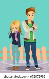 A vector illustration of a Young Couple Outdoor