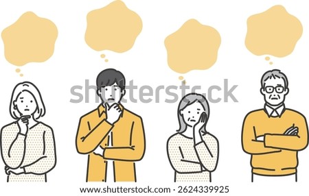 Vector illustration of a young couple and a senior couple in trouble
