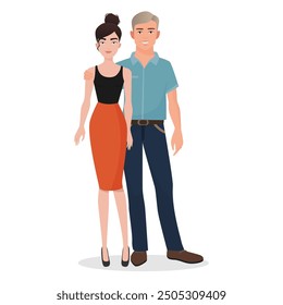 Vector illustration of a young couple standing together, showcasing love and companionship.