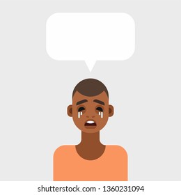 Vector illustration of a young crying man