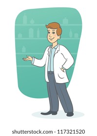 Vector illustration of Young doctor
