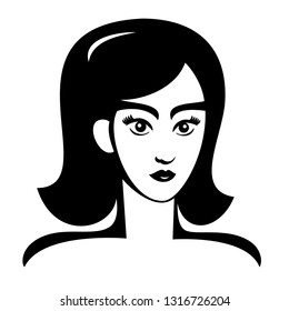 Vector Illustration Young Face Girl Black Stock Vector (Royalty Free ...