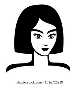 Vector Illustration Young Face Girl Black Stock Vector (Royalty Free ...