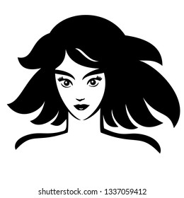 Vector Illustration Young Face Girl Black Stock Vector (Royalty Free ...