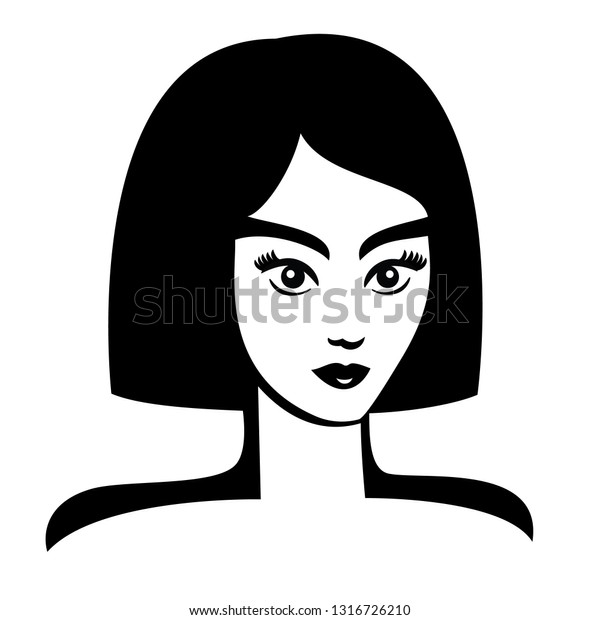 Vector Illustration Young Face Girl Black Stock Vector (Royalty Free ...