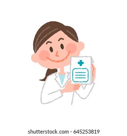 vector illustration of a young female pharmacist