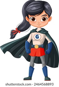 Vector illustration of a young female superhero