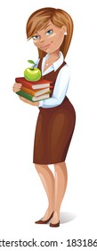 Vector illustration of a young female teacher