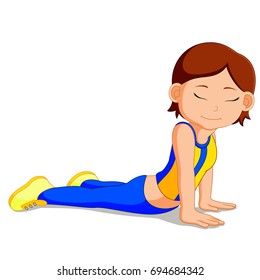 vector illustration of young girl doing yoga
