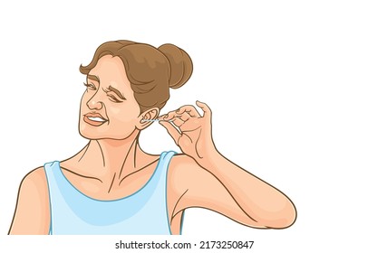 Vector Illustration Young Girl Ear Picking Stock Vector (Royalty Free ...