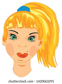 Vector illustration of the young girl with fashionable hairstyle