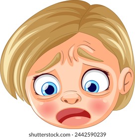 Vector illustration of a young girl looking worried.