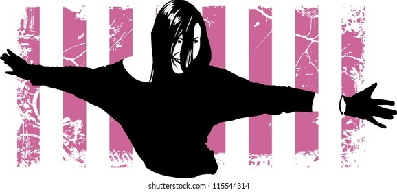 Vector illustration of young girl on an abstract background