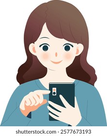 Vector illustration of young girl using mobile phone