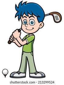 Vector illustration of young golf player